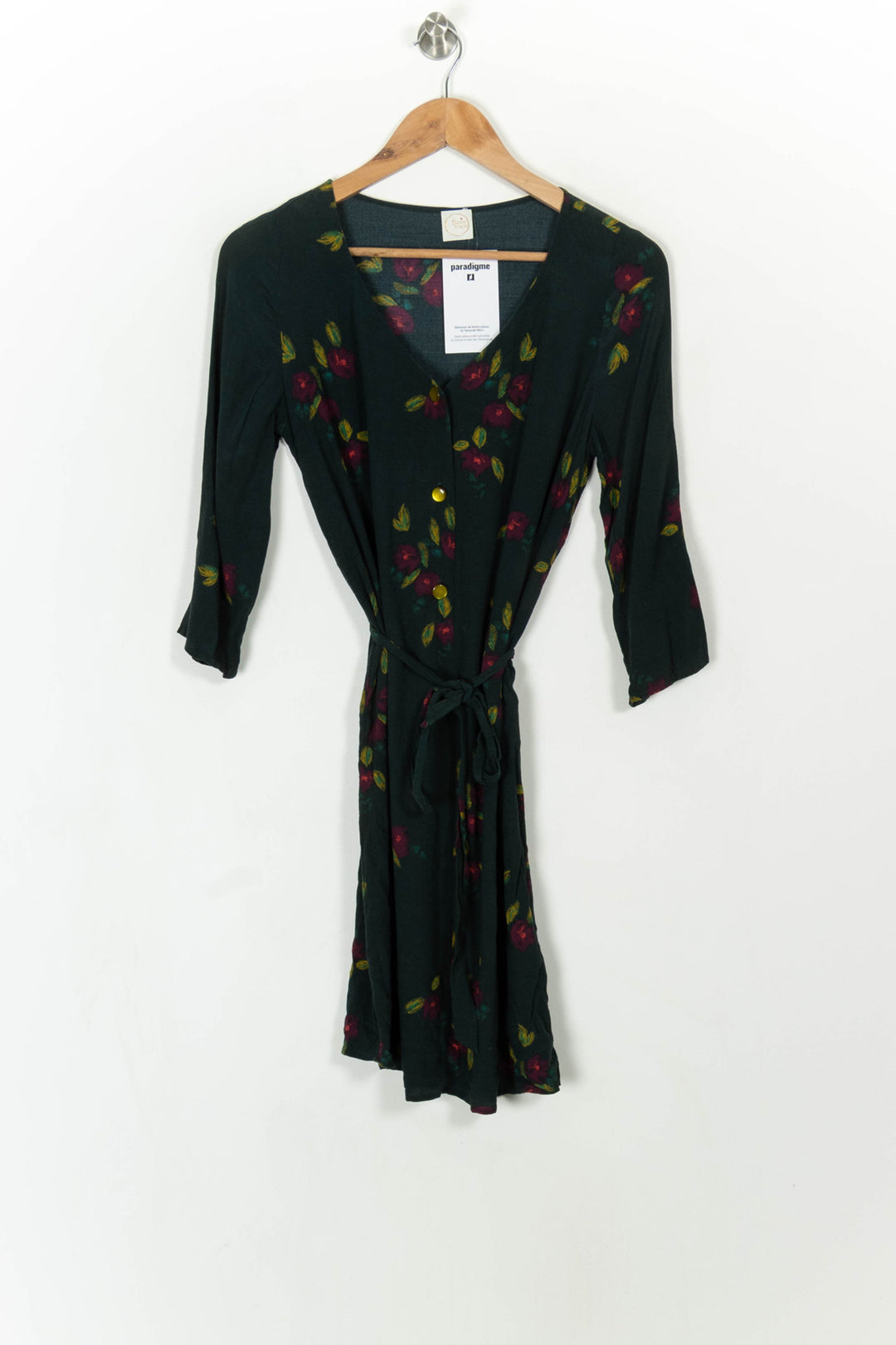 Robe Fleurie Verte et Rouge - Taille XS/34 de la marque Des petits hauts | PARAD108185 - Vendu par Paradigme - Image 2