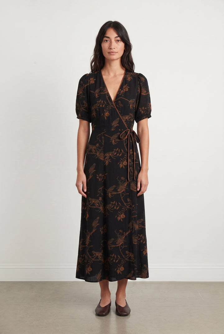 Robe Longue Noire et Marron - Taille XS/34 de la marque La Fée Maraboutée | PARAD108219 - Vendu par Paradigme - Image 1