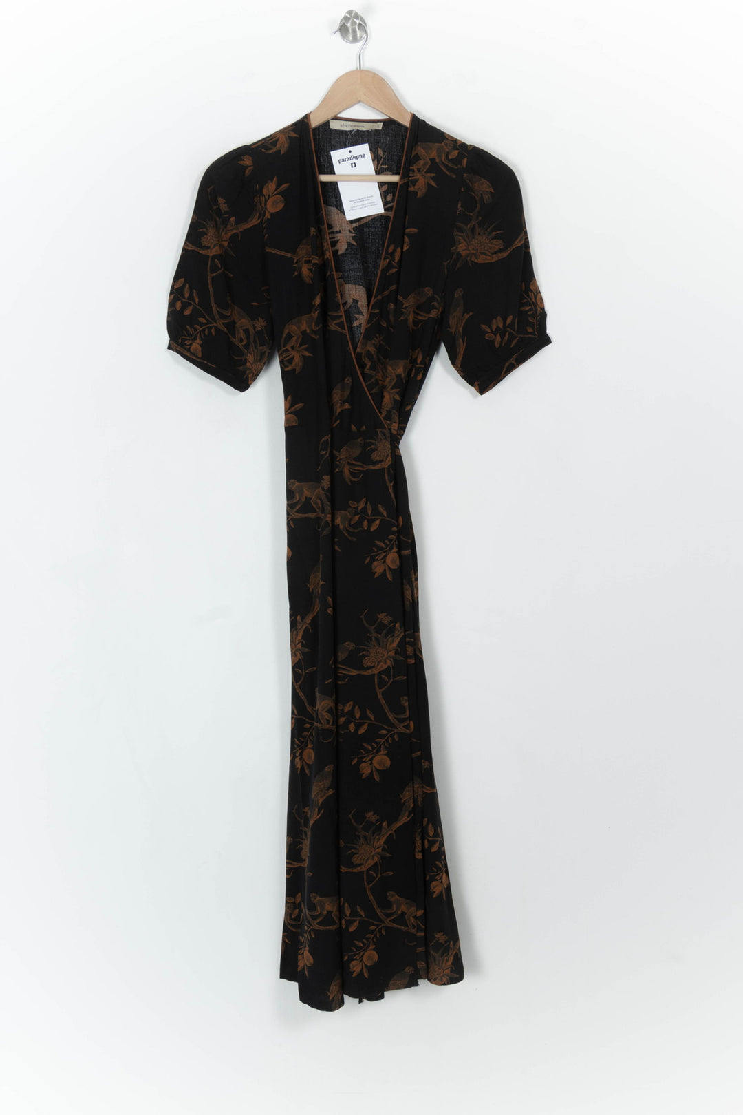 Robe Longue Noire et Marron - Taille XS/34 de la marque La Fée Maraboutée | PARAD108219 - Vendu par Paradigme - Image 2