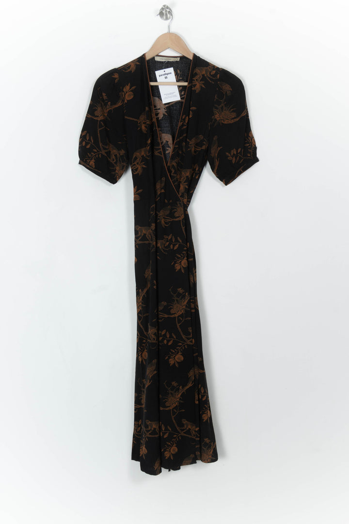 Robe Longue Noire et Marron - Taille XS/34 de la marque La Fée Maraboutée | PARAD108219 - Vendu par Paradigme - Image 2