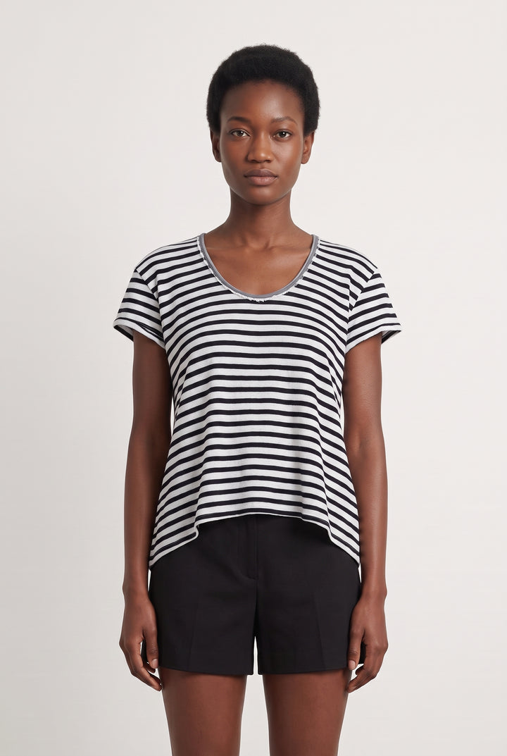 Tee-shirt Rayé Noir et Blanc - Taille S/36 de la marque Karl Marc John | PARAD108224 - Vendu par Paradigme - Image 1