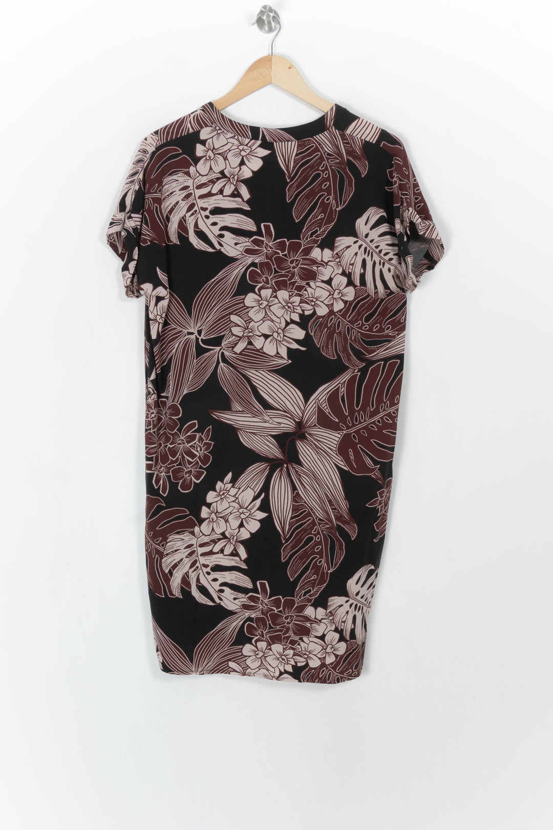 Robe Fleurie Noire et Bordeaux - Taille M/38 de la marque La Fée Maraboutée | PARAD108234 - Vendu par Paradigme - Image 4