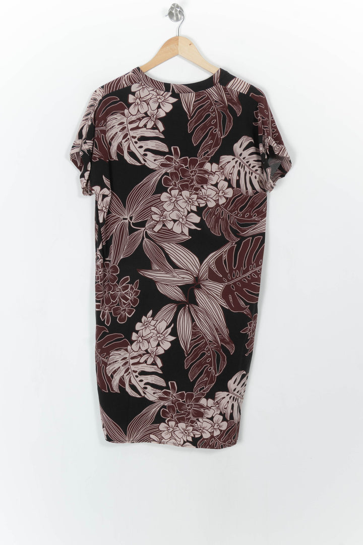 Robe Fleurie Noire et Bordeaux - Taille M/38 de la marque La Fée Maraboutée | PARAD108234 - Vendu par Paradigme - Image 4