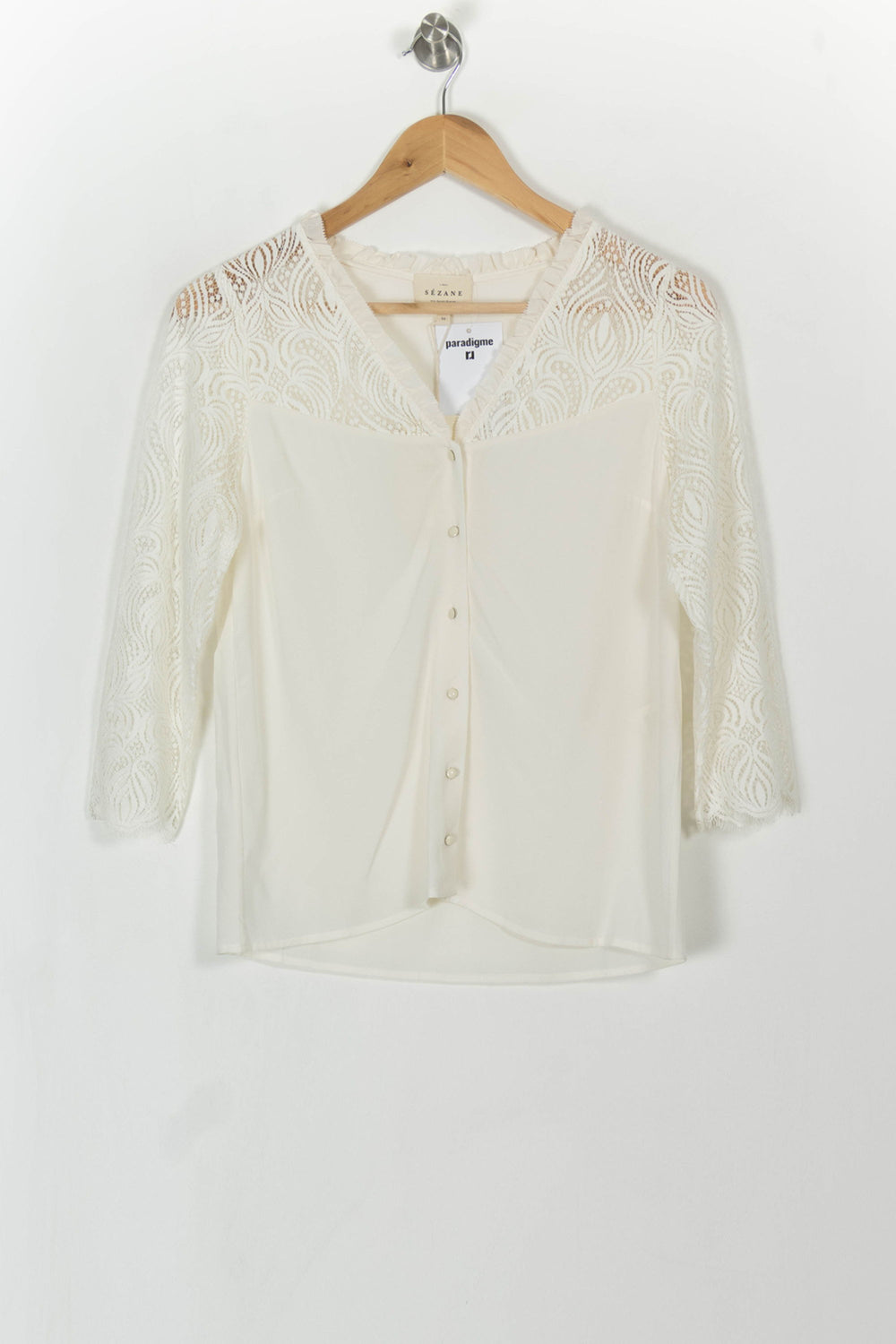 Blouse Dentelle Beige - Taille XS/34 de la marque Sézane | PARAD108242 - Vendu par Paradigme - Image 2