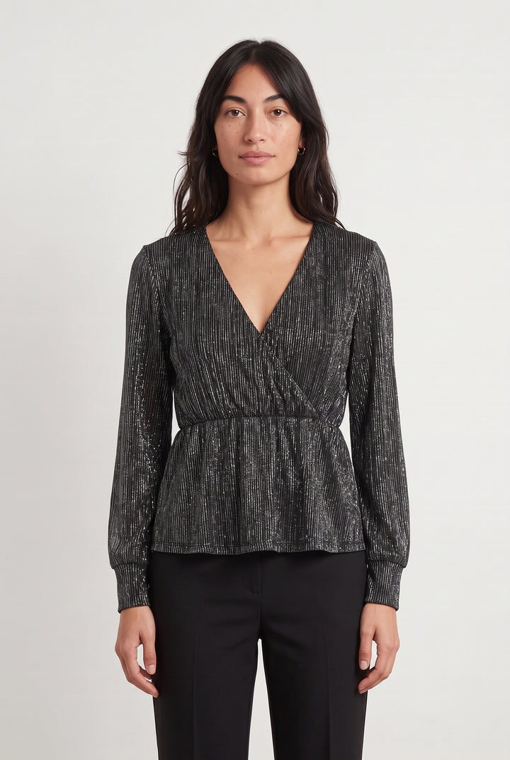 Blouse Noire et Argentée - Taille XS/34 de la marque Caroll | PARAD108245 - Vendu par Paradigme - Image 1