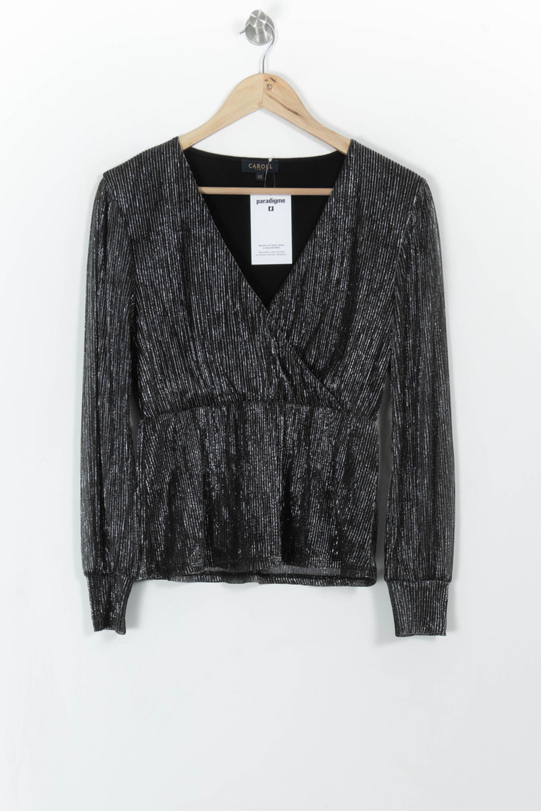Blouse Noire et Argentée - Taille XS/34 de la marque Caroll | PARAD108245 - Vendu par Paradigme - Image 2