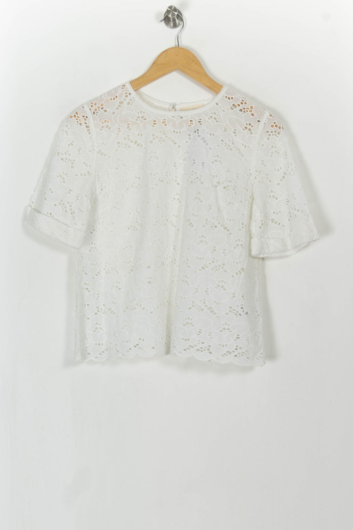Blouse Brodée Blanche - Taille XS/34 de la marque Sézane | PARAD108247 - Vendu par Paradigme - Image 2