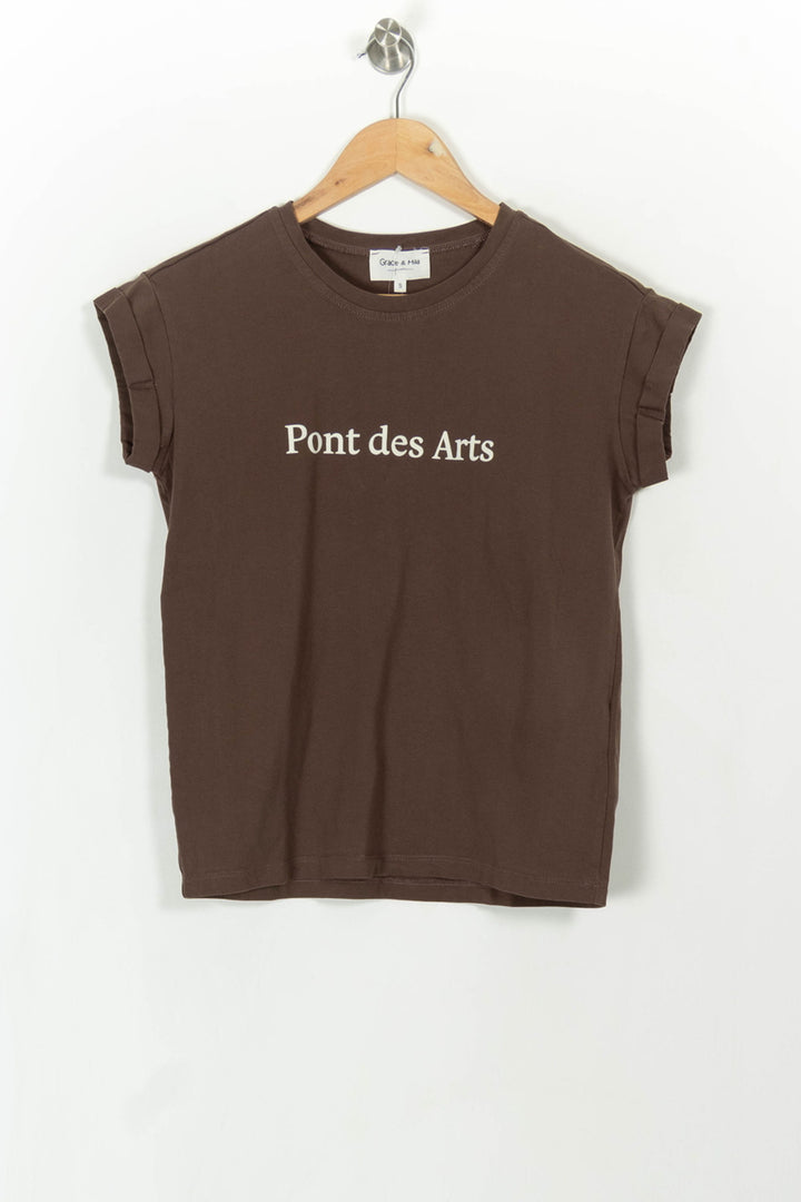 Tee-shirt Manches Courtes Marron - Taille S/36 de la marque Grace & Mila | PARAD108250 - Vendu par Paradigme - Image 2