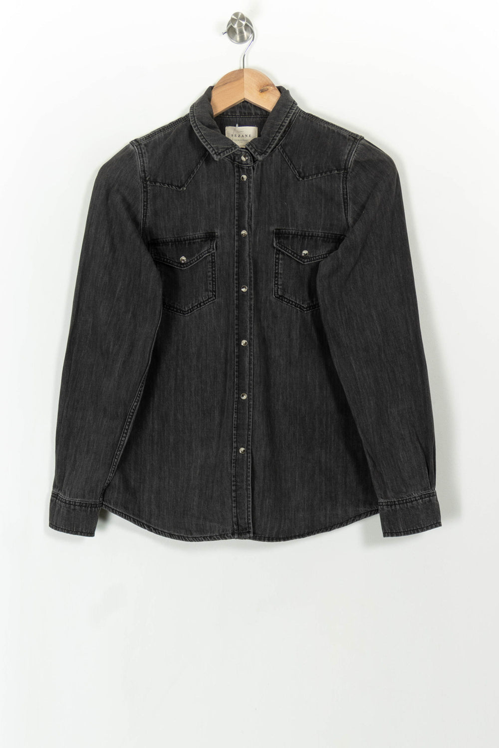 Chemise en Jean Grise - Taille XS/34 de la marque Sézane | PARAD108260 - Vendu par Paradigme - Image 2