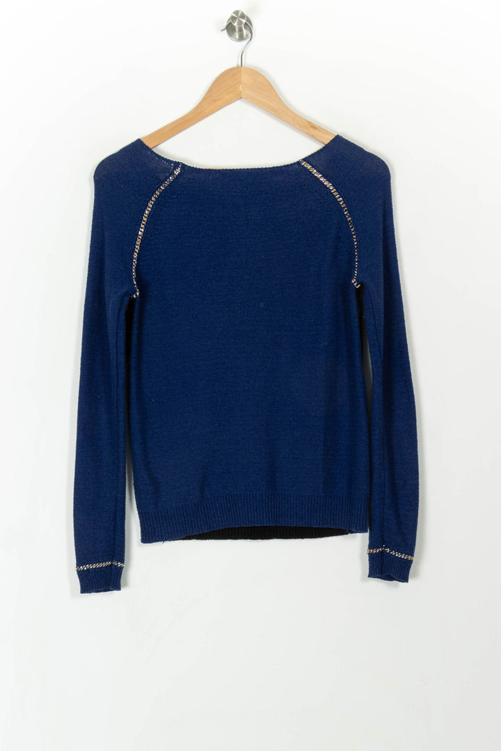 Pull Bleu et Noir - Taille S/36 de la marque Maje | PARAD108269 - Vendu par Paradigme - Image 4