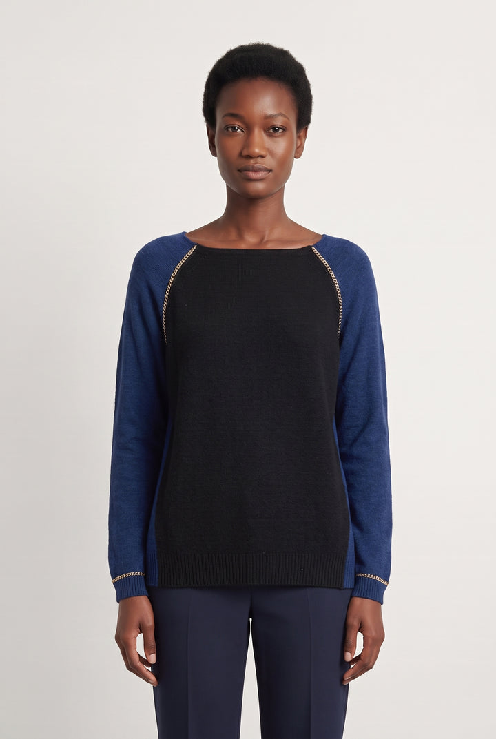 Pull Bleu et Noir - Taille S/36 de la marque Maje | PARAD108269 - Vendu par Paradigme - Image 1