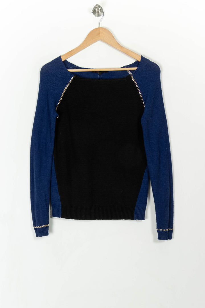 Pull Bleu et Noir - Taille S/36 de la marque Maje | PARAD108269 - Vendu par Paradigme - Image 2