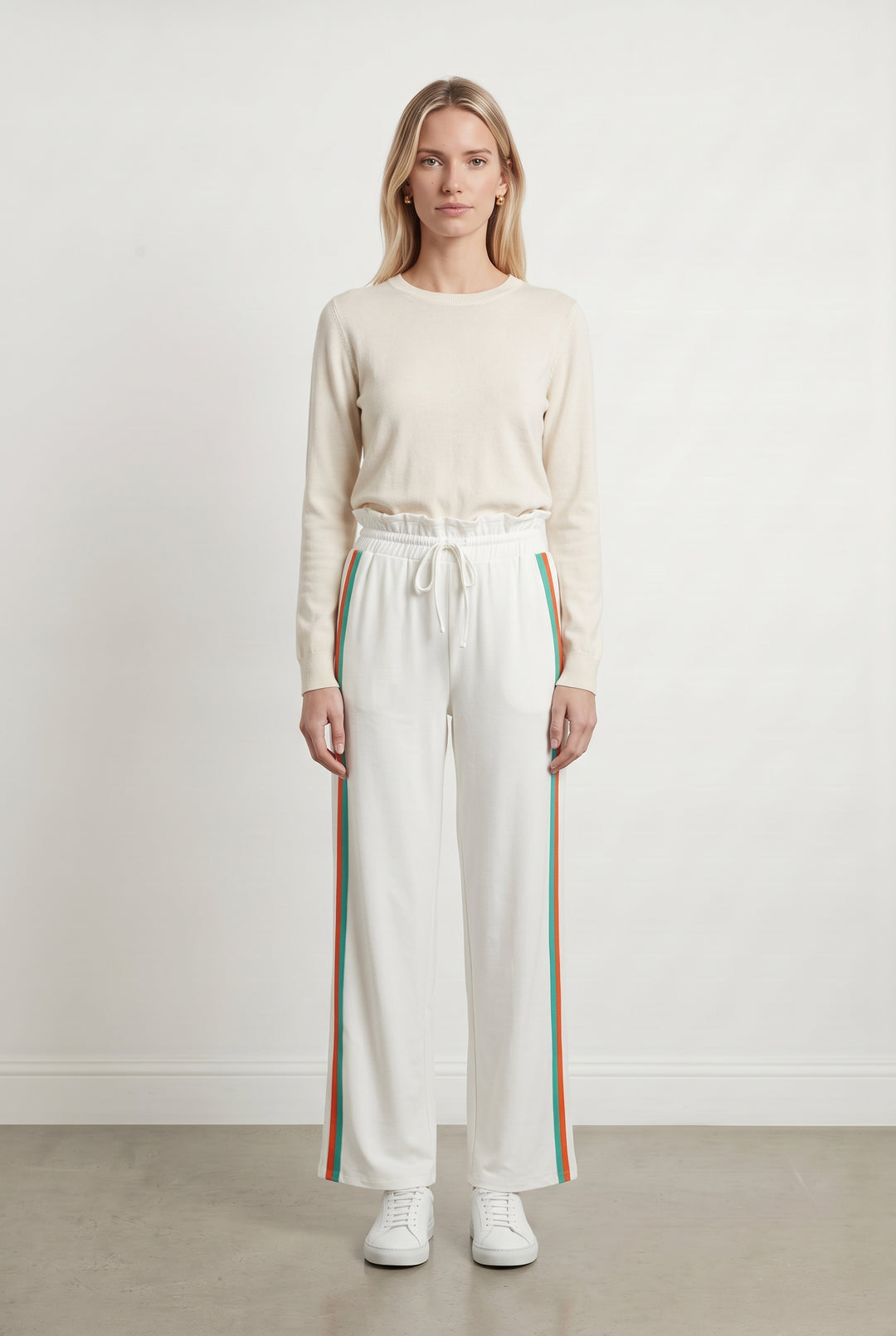 Pantalon Blanc avec bandes Vert et Rouge - Taille XS/34 de la marque Claudie Pierlot | PARAD108271 - Vendu par Paradigme - Image 1