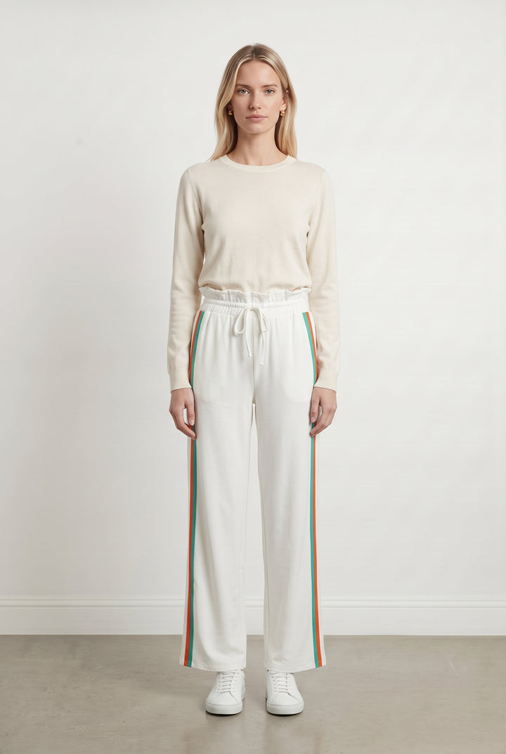 Pantalon Blanc avec bandes Vert et Rouge - Taille XS/34 de la marque Claudie Pierlot | PARAD108271 - Vendu par Paradigme - Image 1