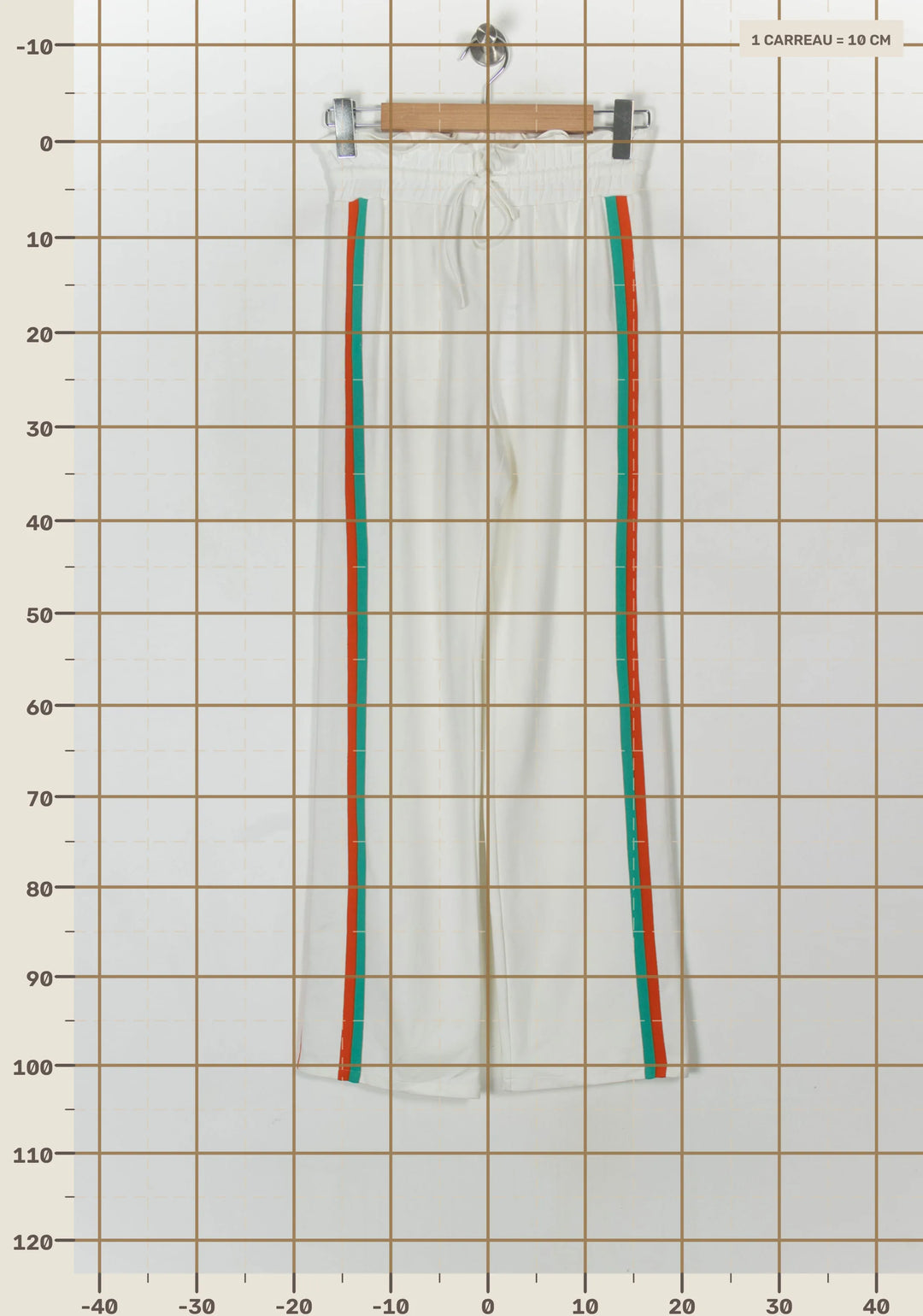 Pantalon Blanc avec bandes Vert et Rouge - Taille XS/34 de la marque Claudie Pierlot | PARAD108271 - Vendu par Paradigme - Image 4