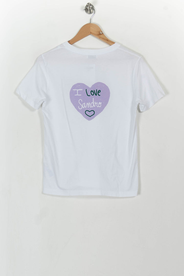 Tee-shirt Blanc et Violet - Taille XS/34 de la marque Sandro | PARAD108275 - Vendu par Paradigme - Image 4