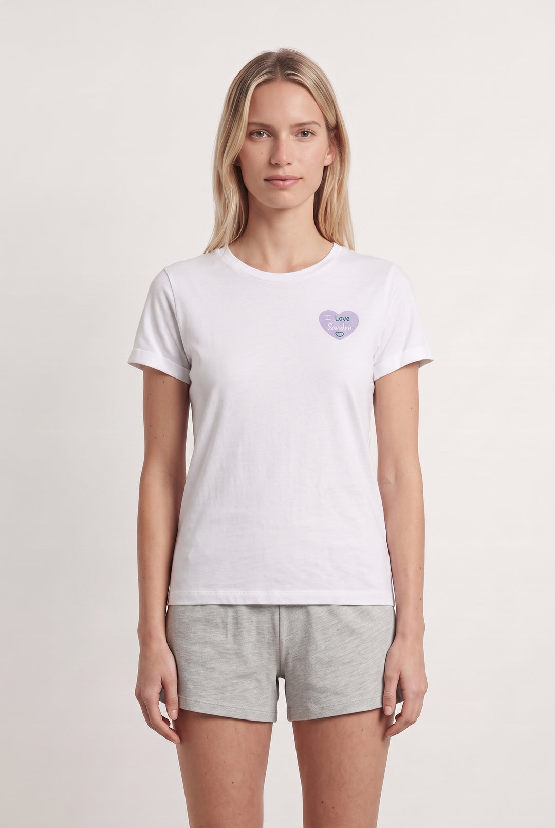 Tee-shirt Blanc et Violet - Taille XS/34 de la marque Sandro | PARAD108275 - Vendu par Paradigme - Image 1