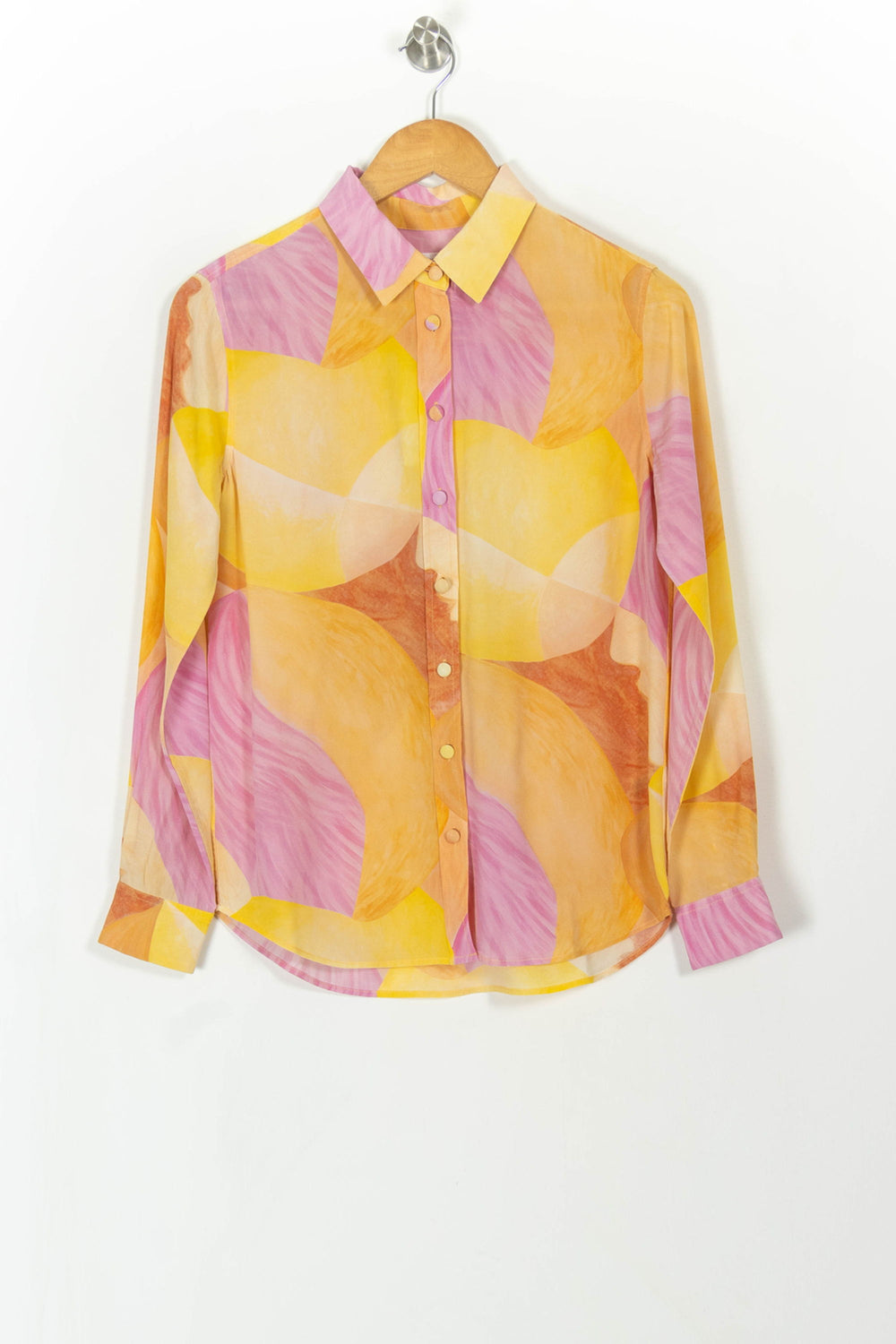 Chemise en soie rose et jaune - Taille XS/34 de la marque Soi Paris | PARAD108287 - Vendu par Paradigme - Image 2