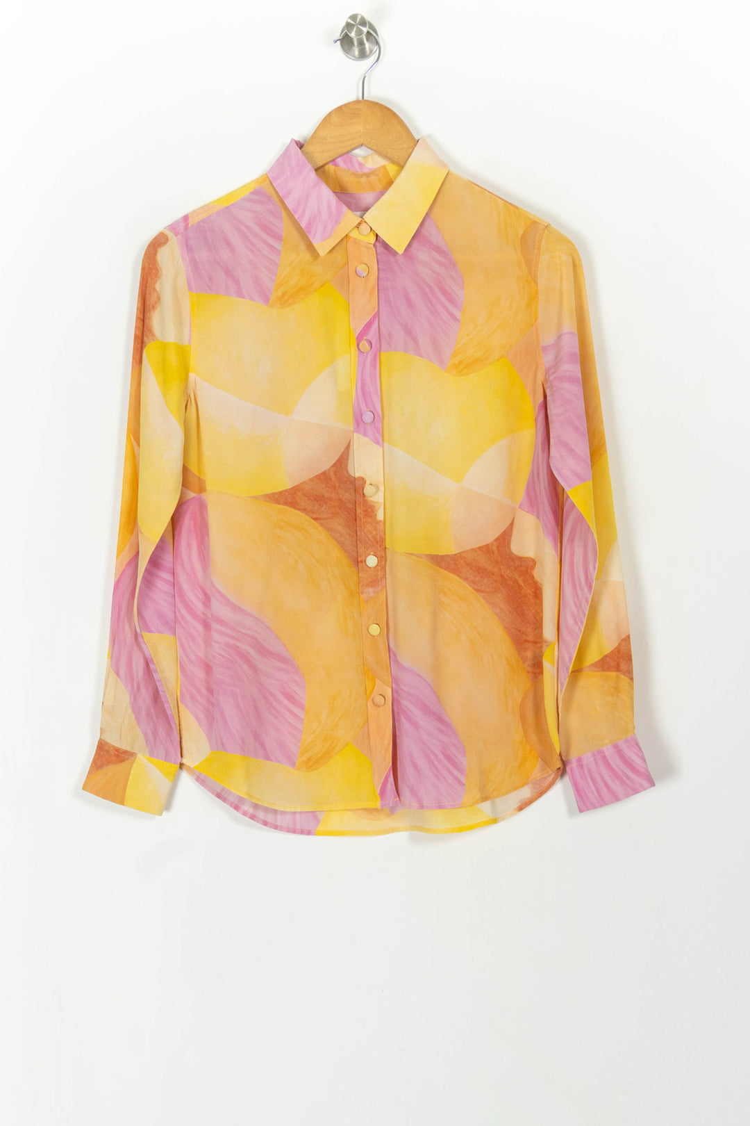 Chemise en soie rose et jaune - Taille XS/34 de la marque Soi Paris | PARAD108287 - Vendu par Paradigme - Image 2