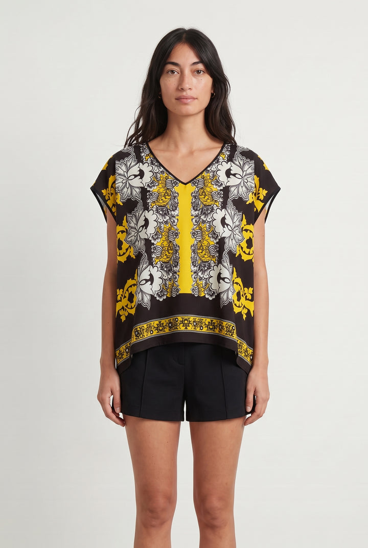 Blouse Noire et Jaune - Taille M/38 de la marque Indies | PARAD108288 - Vendu par Paradigme - Image 1