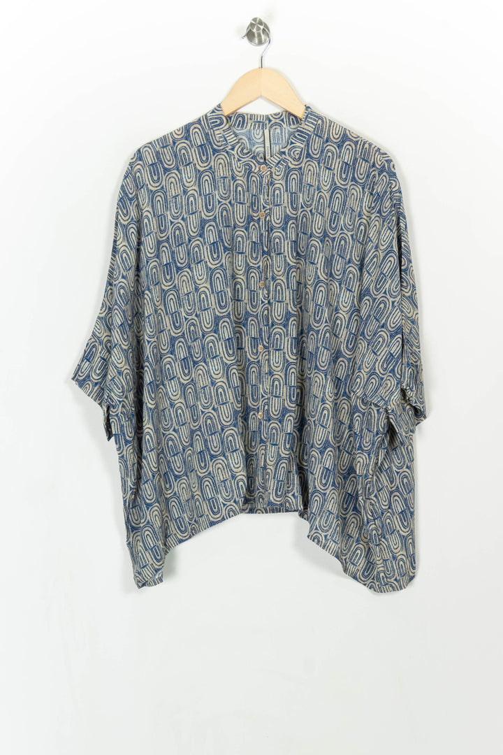 Blouse Bleue et Beige - Taille L/40 de la marque Indies | PARAD108292 - Vendu par Paradigme - Image 2