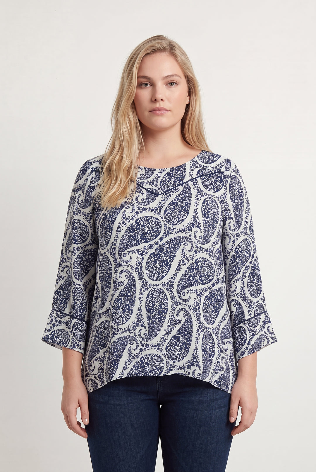 Blouse Bleu et Blanche - Taille XXXL/46 de la marque Indies | PARAD108294 - Vendu par Paradigme - Image 1