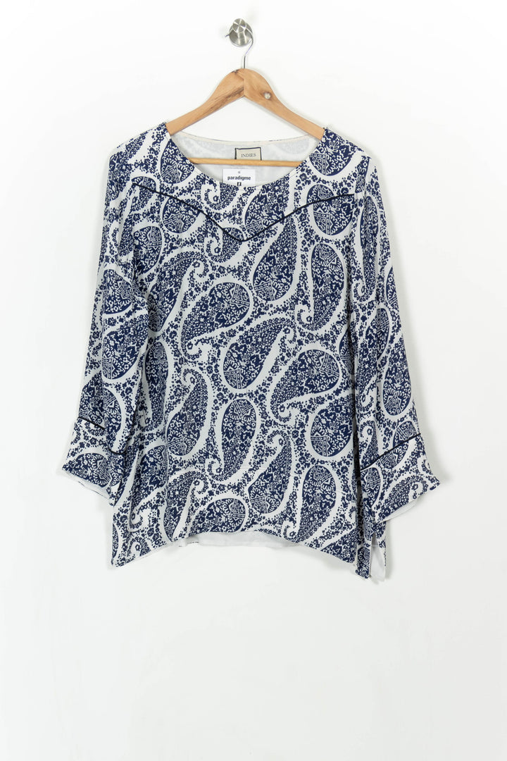 Blouse Bleu et Blanche - Taille XXXL/46 de la marque Indies | PARAD108294 - Vendu par Paradigme - Image 2