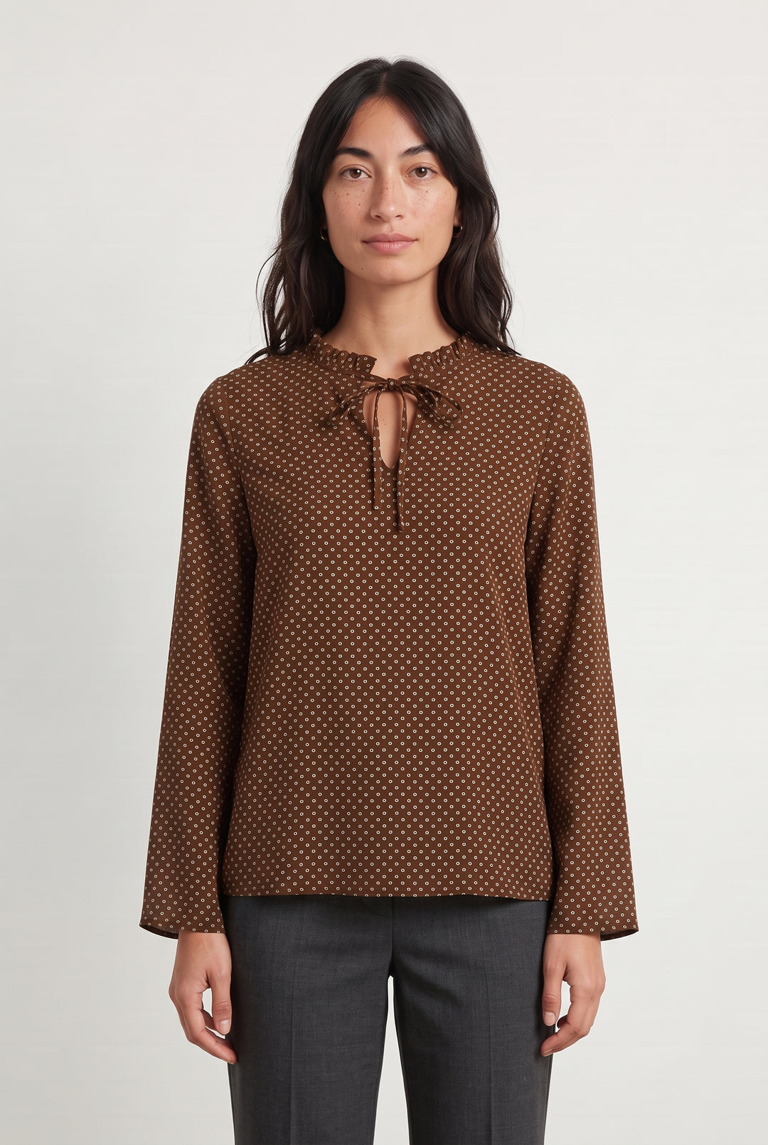 Blouse Marron et Blanche - Taille M/38 de la marque La Fée Maraboutée | PARAD108372 - Vendu par Paradigme - Image 1