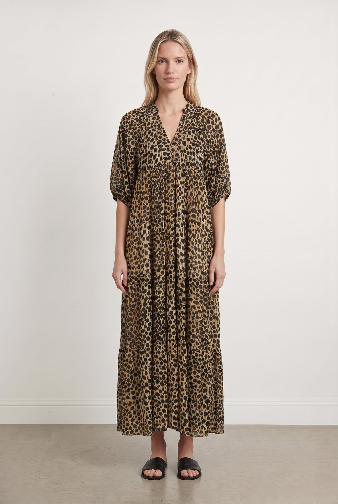 Robe longue léopard multicolore - Taille XS/34 de la marque Léon & Harper | PARAD108379 - Vendu par Paradigme - Image 1