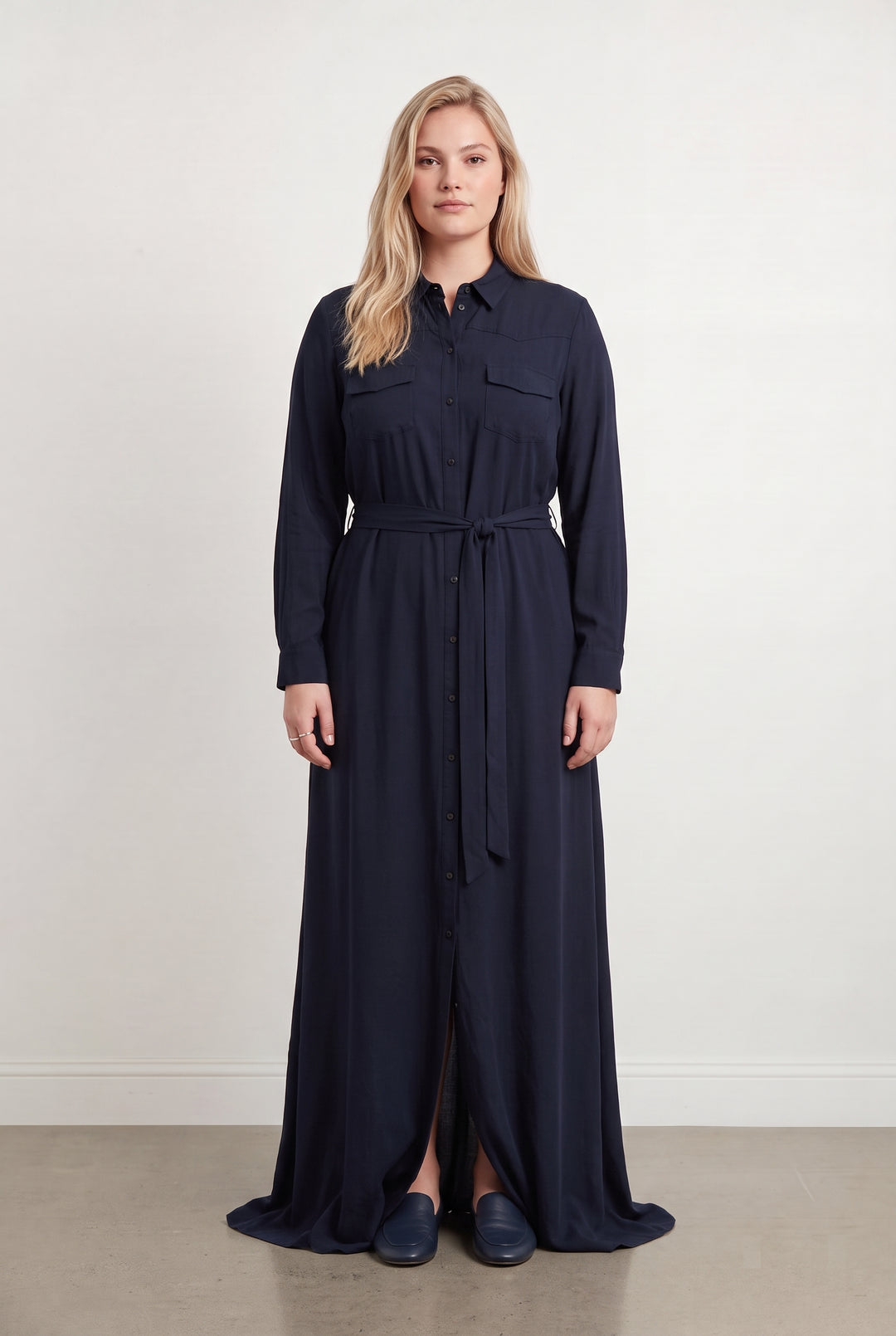 Robe chemise longue Bleue - Taille XXL/44 de la marque Indies | PARAD108399 - Vendu par Paradigme - Image 1