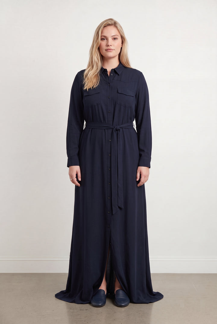 Robe chemise longue Bleue - Taille XXL/44 de la marque Indies | PARAD108399 - Vendu par Paradigme - Image 1