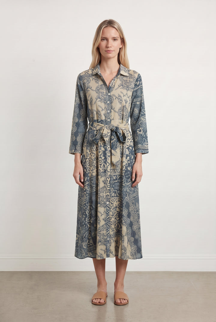 Robe Longue Bleue et Beige - Taille S/36 de la marque Maison 123 | PARAD108528 - Vendu par Paradigme - Image 1