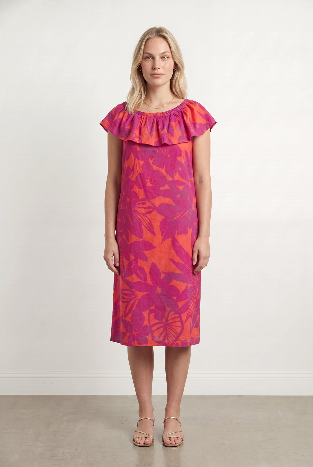 Robe Bardot Rose et Orange - Taille L/40 de la marque Caroll | PARAD108560 - Vendu par Paradigme - Image 1