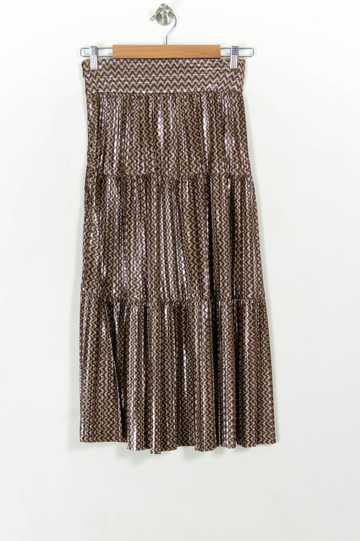 Jupe Plissée Or et Noir - Taille S/36 de la marque ba&sh | PARAD108573 - Vendu par Paradigme - Image 4
