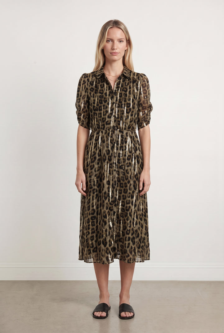 Robe Midi Léopard et Doré - Taille S/36 de la marque ba&sh | PARAD108585 - Vendu par Paradigme - Image 1