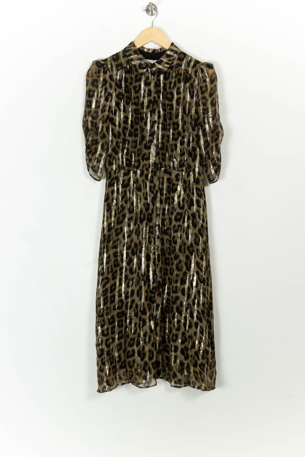 Robe Midi Léopard et Doré - Taille S/36 de la marque ba&sh | PARAD108585 - Vendu par Paradigme - Image 2