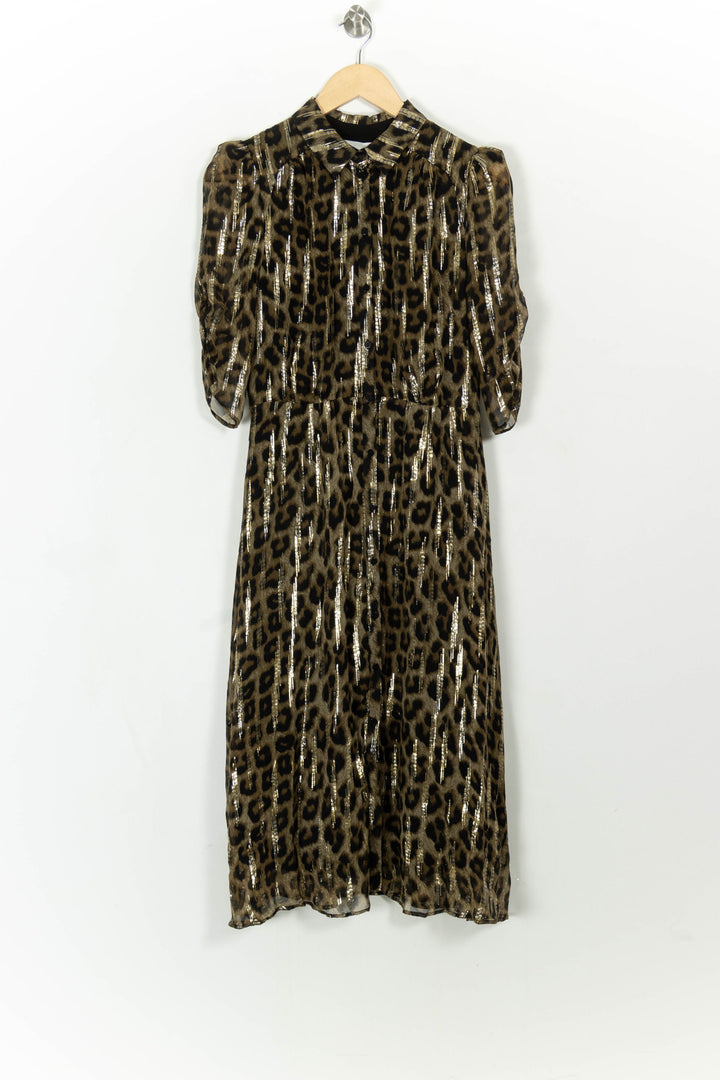 Robe Midi Léopard et Doré - Taille S/36 de la marque ba&sh | PARAD108585 - Vendu par Paradigme - Image 2