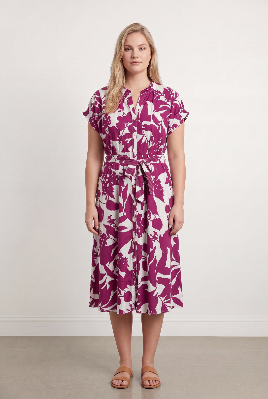 Robe Midi Violette et Blanche - Taille XL/42 de la marque Caroll | PARAD108597 - Vendu par Paradigme - Image 1