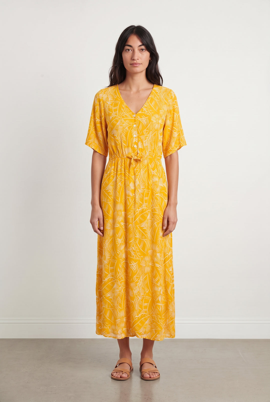 Robe Longue Jaune et Blanche - Taille M/38 de la marque Des petits hauts | PARAD108606 - Vendu par Paradigme - Image 1