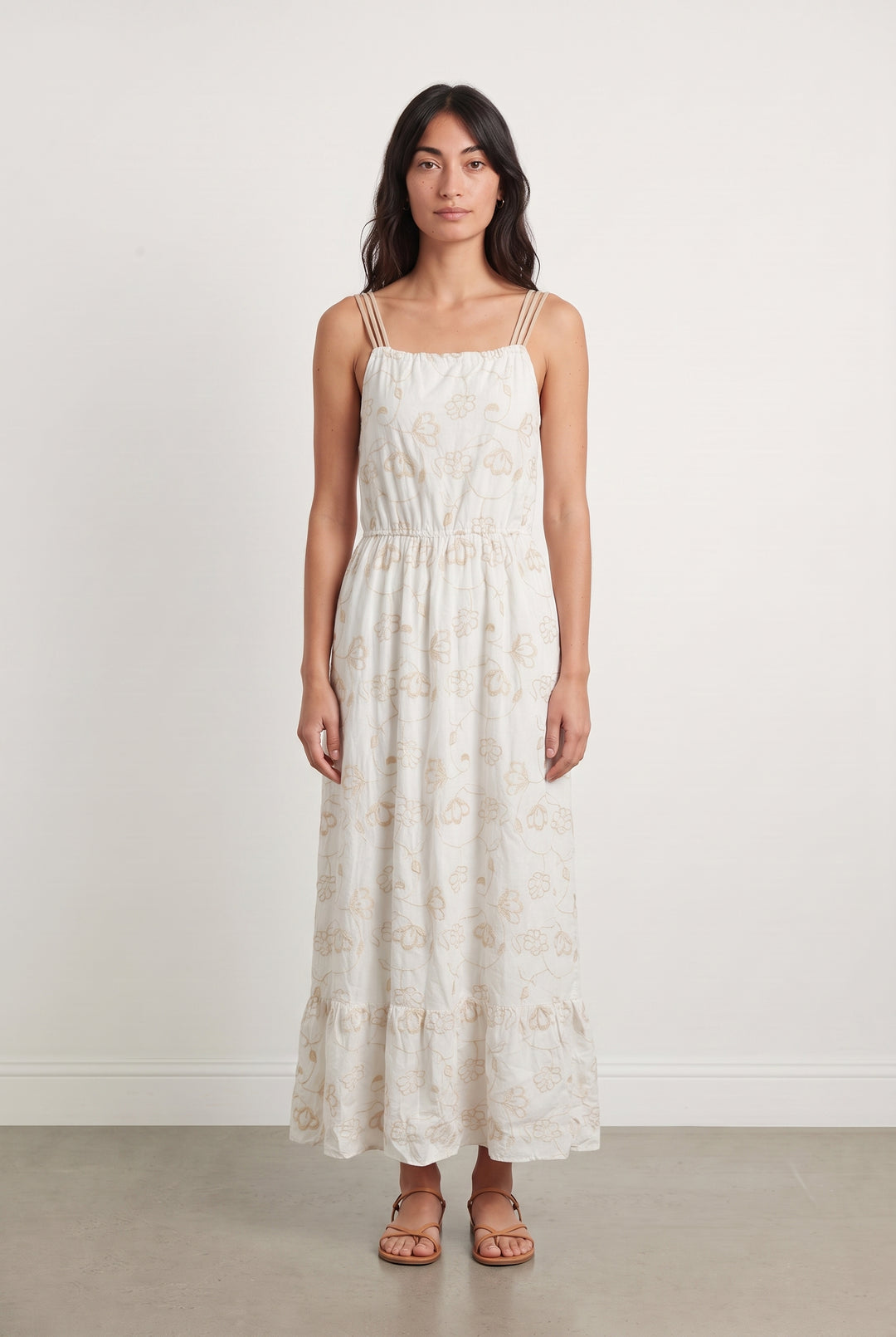 Robe Longue Blanche et Beige - Taille M/38 de la marque Sézane | PARAD108608 - Vendu par Paradigme - Image 1