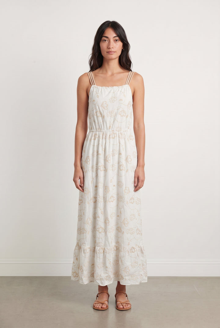 Robe Longue Blanche et Beige - Taille M/38 de la marque Sézane | PARAD108608 - Vendu par Paradigme - Image 1