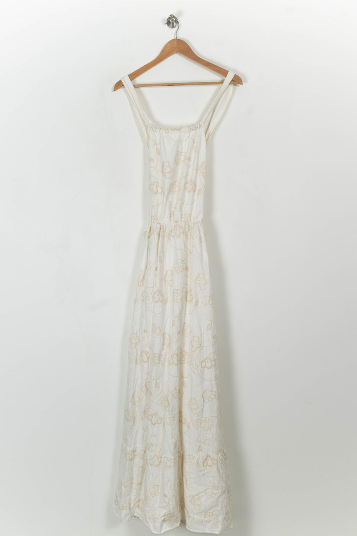 Robe Longue Blanche et Beige - Taille M/38 de la marque Sézane | PARAD108608 - Vendu par Paradigme - Image 2