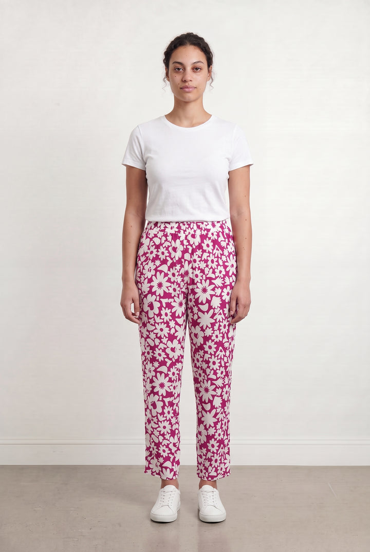 Pantalon Fleuri Rose et Blanc - Taille L/40 de la marque Elise Chalmin | PARAD108612 - Vendu par Paradigme - Image 1