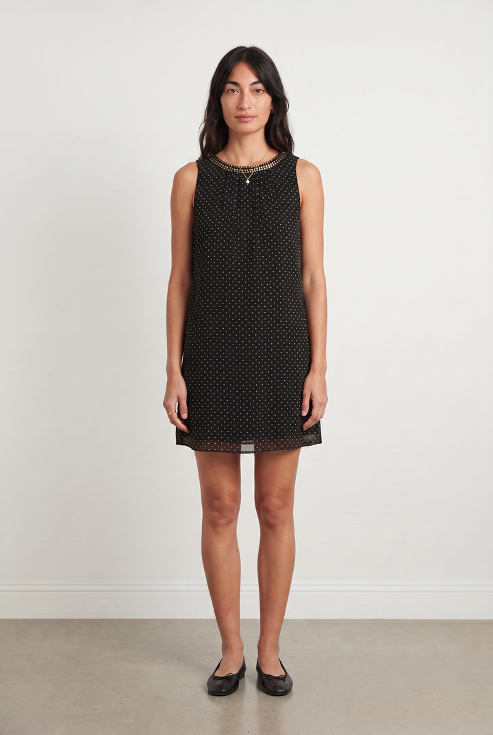 Robe Trapèze Noire à Pois Blancs - Taille M/38 de la marque Maison 123 | PARAD108640 - Vendu par Paradigme - Image 1
