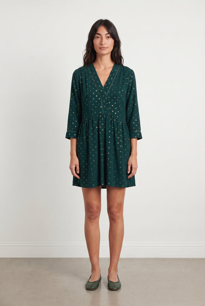 Robe Courte Verte et Dorée - Taille M/38 de la marque Opullence | PARAD108642 - Vendu par Paradigme - Image 1
