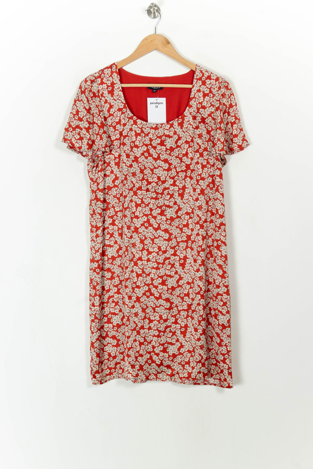 Robe Fleurie Rouge et Blanche - Taille L/40 de la marque Caroll | PARAD108653 - Vendu par Paradigme - Image 2