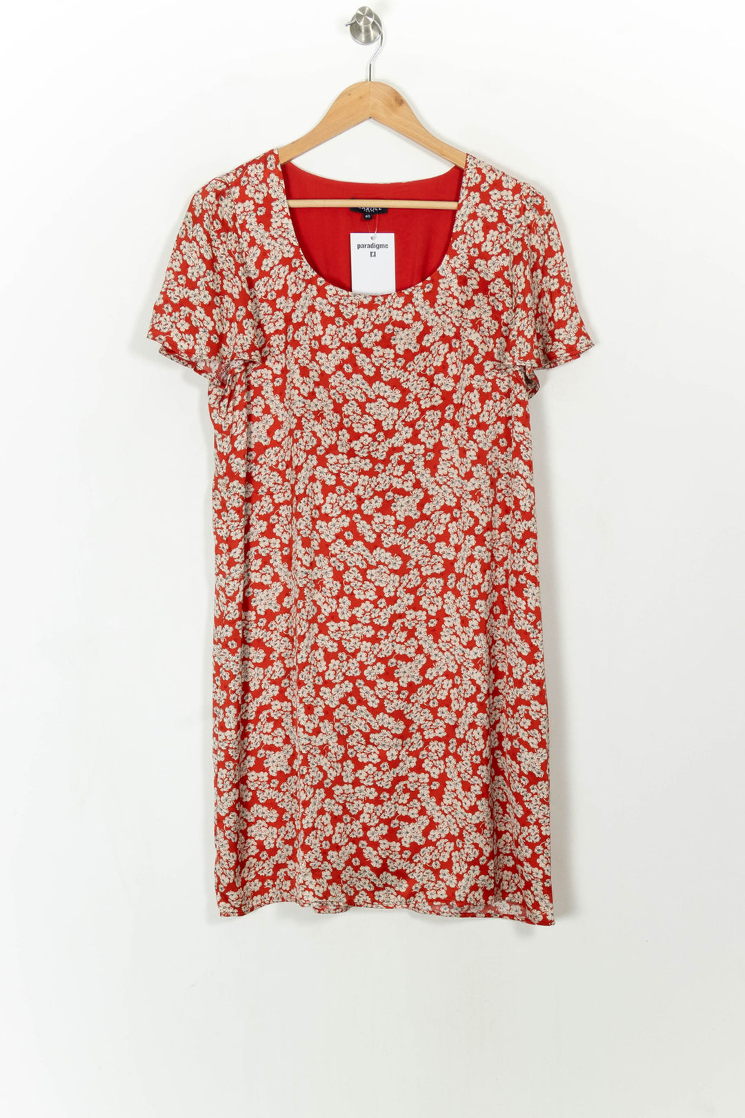 Robe Fleurie Rouge et Blanche - Taille L/40 de la marque Caroll | PARAD108653 - Vendu par Paradigme - Image 2