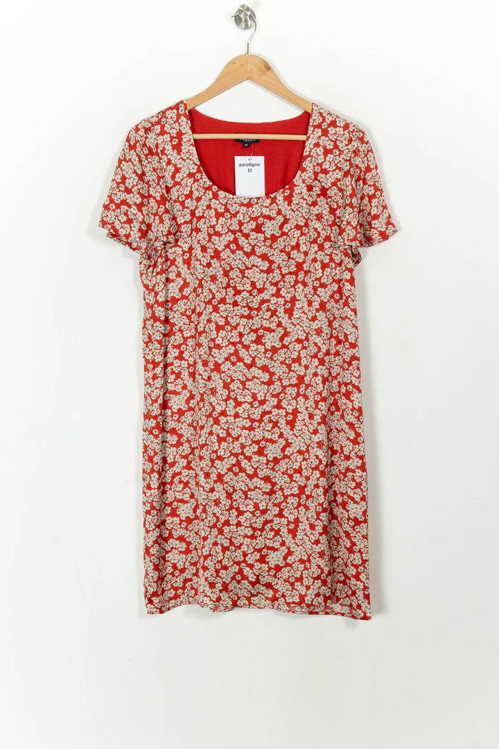 Robe Fleurie Rouge et Blanche - Taille L/40 de la marque Caroll | PARAD108653 - Vendu par Paradigme - Image 2
