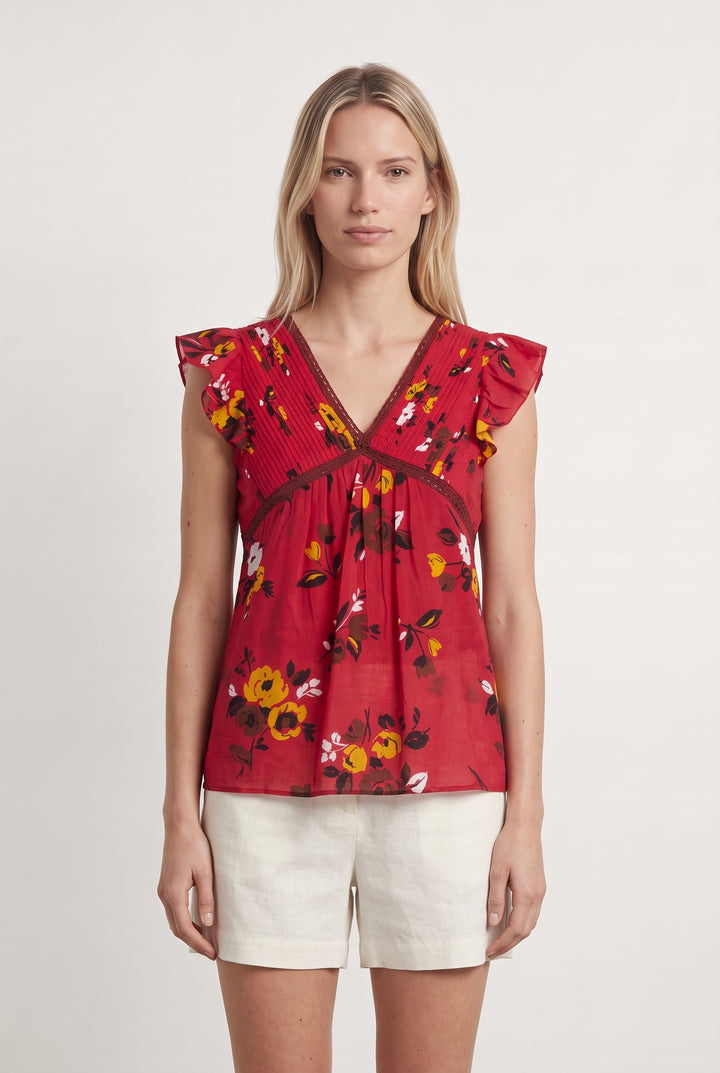 Blouse Rouge et Jaune - Taille S/36 de la marque Caroll | PARAD108687 - Vendu par Paradigme - Image 1