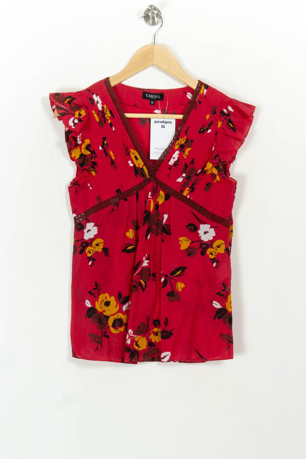 Blouse Rouge et Jaune - Taille S/36 de la marque Caroll | PARAD108687 - Vendu par Paradigme - Image 2